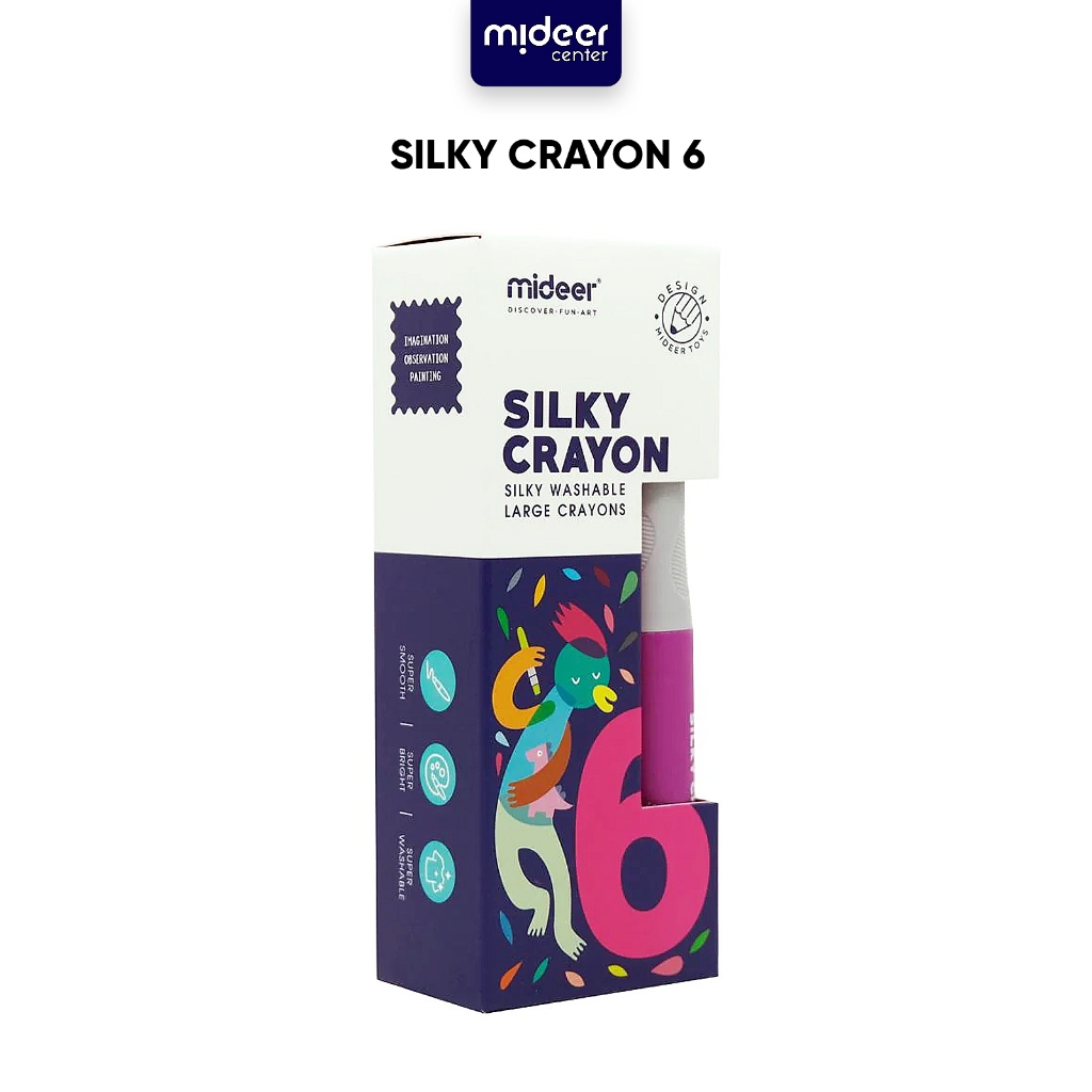 

Mideer Silky Crayon 6pcs Washable Silky Crayon 6 Warna colors Krayon Nontoxic Non-Toxic