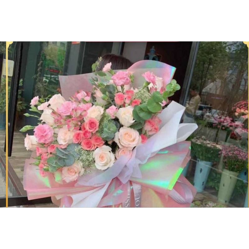 Flower Wrapping Hologram Kertas Buket Holografik Warna Kertas Buket Waterproof Cellophane Part 1