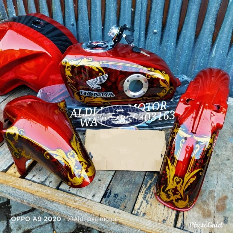 Tangki cb body set cb Aquarium tutup ninja motif full batik Airbrush terbaru anti karat kuat sudah d