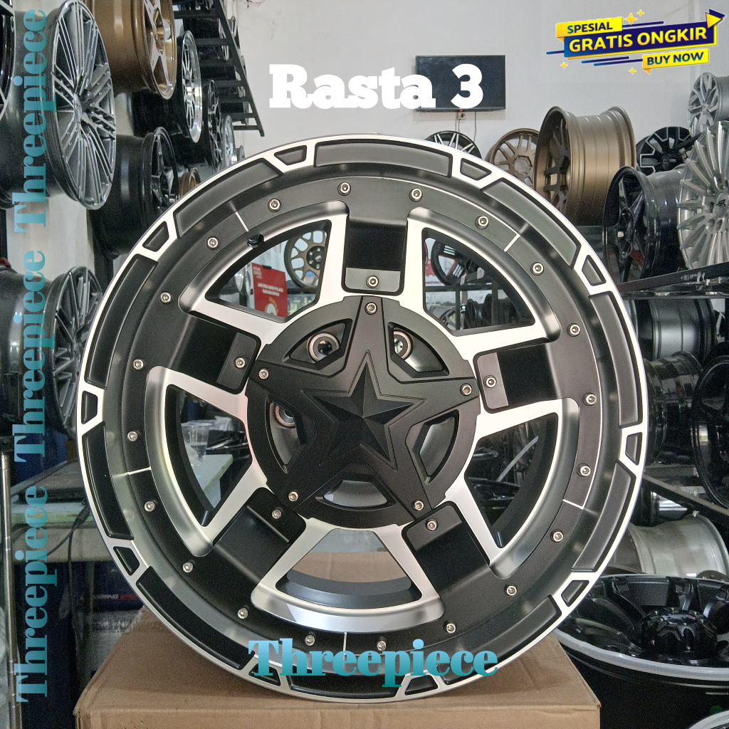 HSR RASTA 3 velg ring 17 lebar 9 et o lubang 6 |velg mobil pajero, fortuner, triton