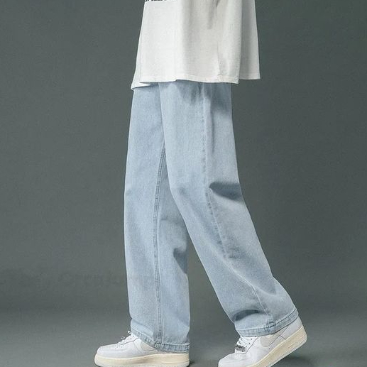 Celana Panjang Jeans Pria Loose Korea Style Gombrong Baggy Skena Original
