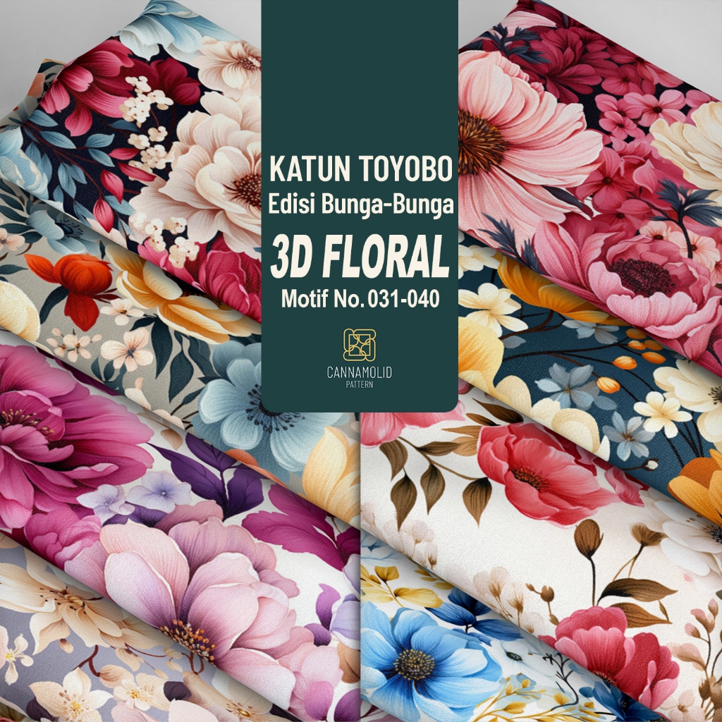 Kain Katun Toyobo Printing Motif BUNGA 3D Besar | Lebar 145cm | 3D FLORAL 31-40