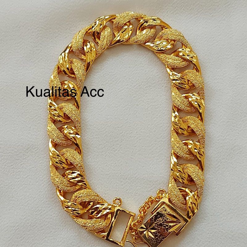 Gelang Titanium Sisik Naga Lapis Emas  Asli