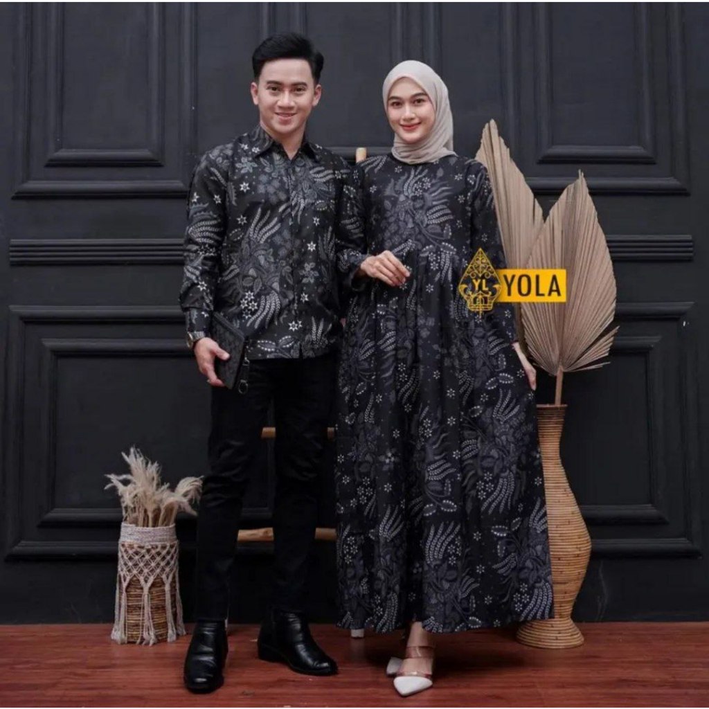 Terbaru Baju Batik Couple Kondangan Pasangan Modern Seragam Batik Pesta Pernikahan Gamis Wanita jumb