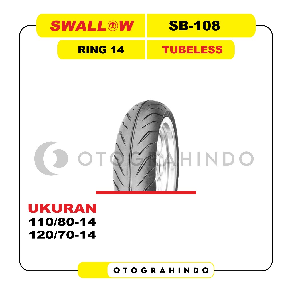 Ban Luar Motor Swallow SB-108 THUNDER Ukuran 110/80 120/70 Ring 14 Tubeless Ban Depan Belakang Vario Beat