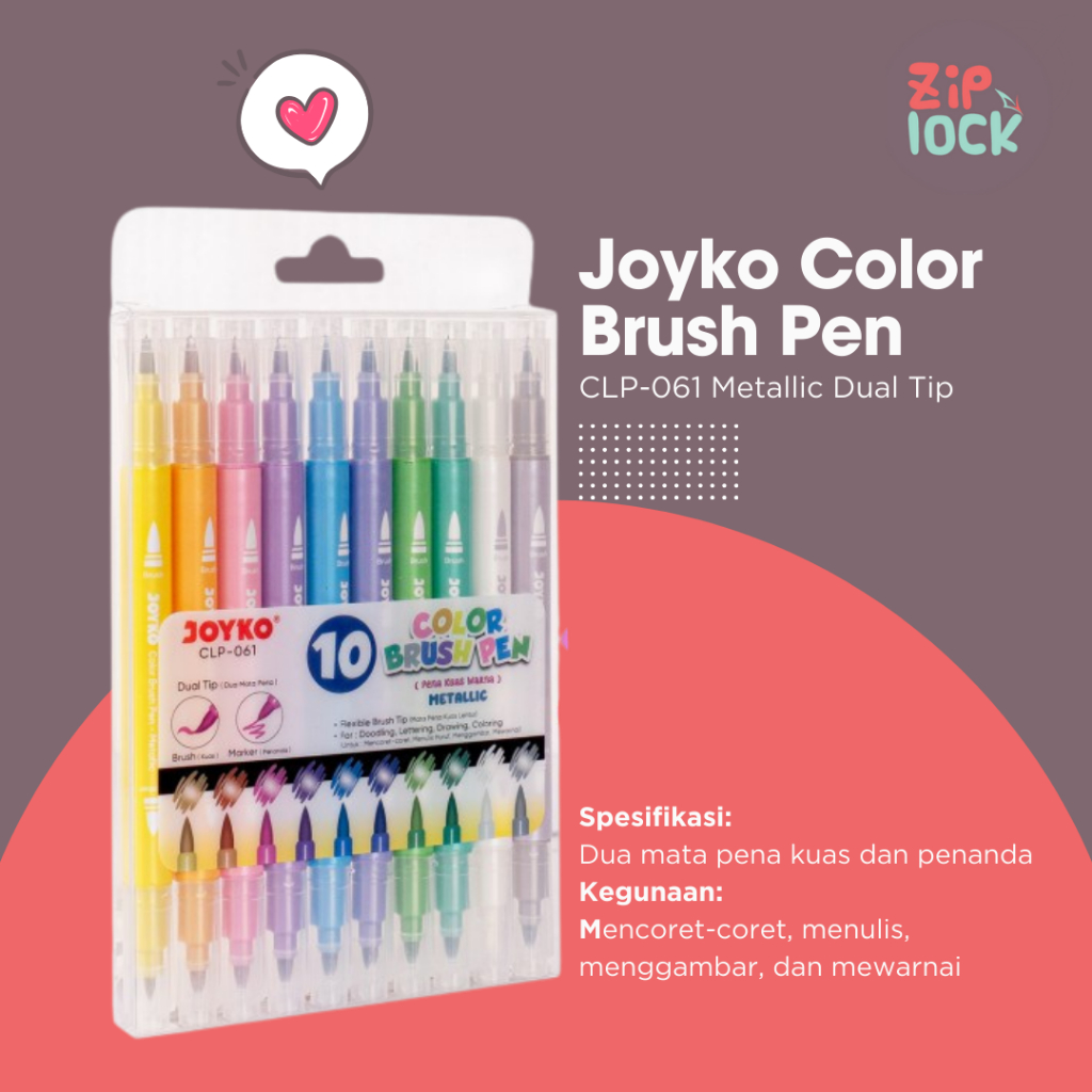 

Color Brush Pen Pena Kuas Warna Joyko CLP-061 Metallic Dual Tip