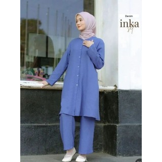 Setelan Baju Tunic Celana Muslim Wanita Terbaru 2025 Kekinian Crinkle jumbo Size S M L XL XXL XXXL
