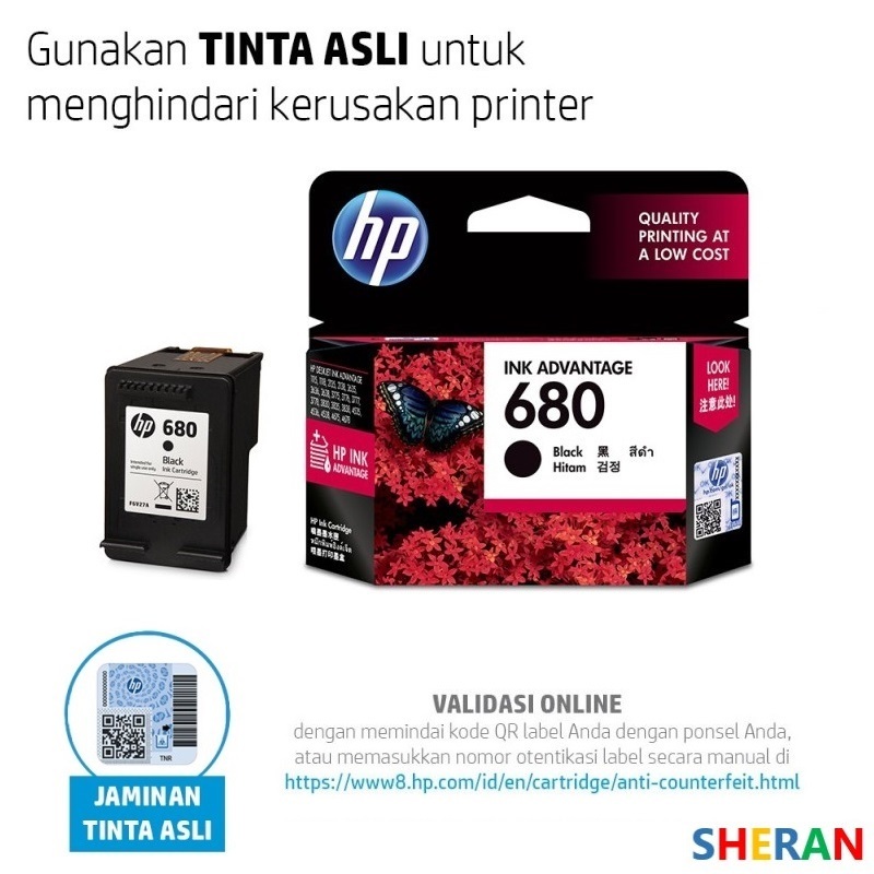 Tinta Cartridge HP 680 Black Original Ink Printer HP 2135 DeskJet Warna Hitam