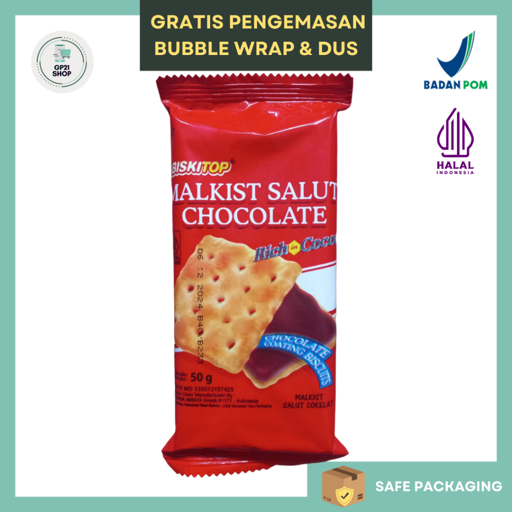 

Biskitop Malkist Salut Chocolate 50gr - Biskuit Malkist Coklat Snack Cemilan Murah Enak