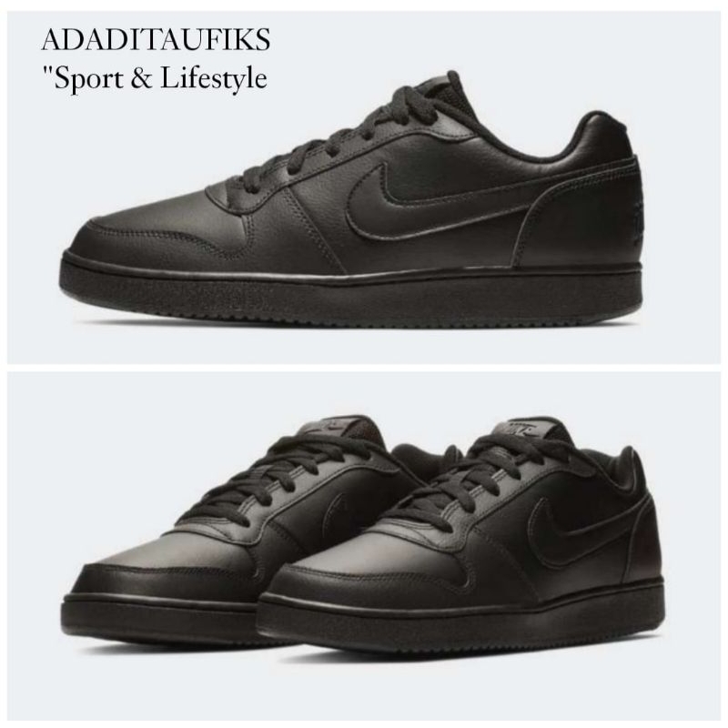 Sepatu Nike Ebernon Low Triple Black Original AQ1775