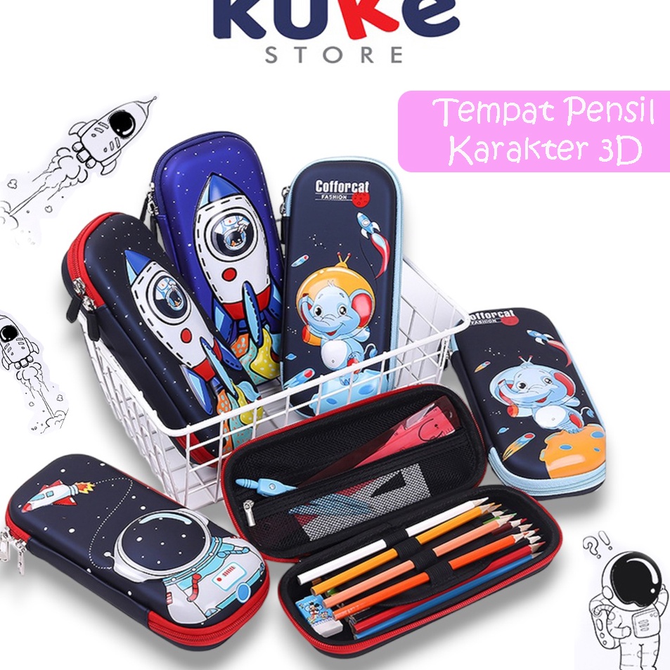 Super Berhadiah  KUKE Tempat Pensil Anak Sekolah 3DTempat Pensil Anak Sekolah Bahan Eva Anti AirKota