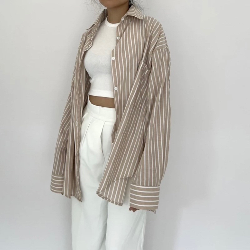 Puff It Up (Local Brand) - PUFF IT UP - STRIPED SHIRT / KEMEJA SALUR / KEMEJA GARIS - Oversized Stri