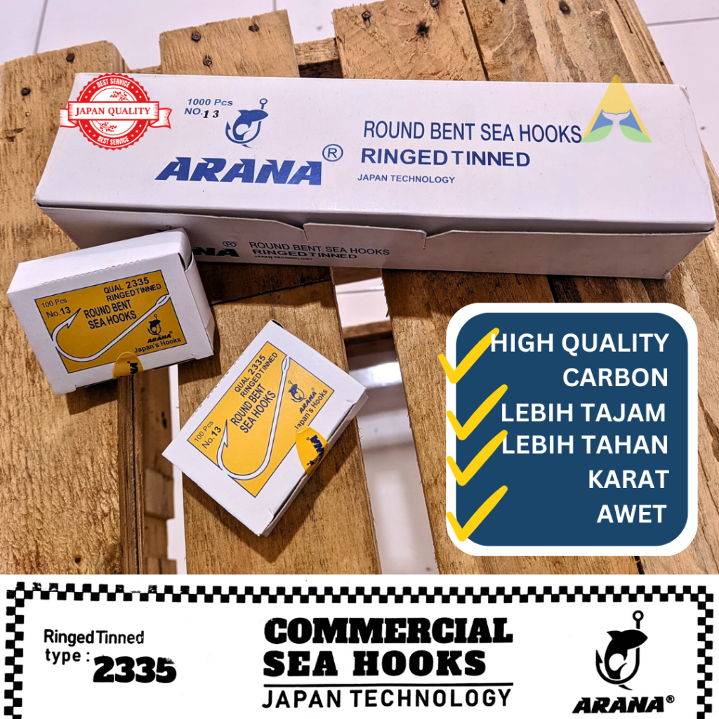 Mata Kail Pancing Arana 2335 No 11 12 13 14 15 & 16 High Carbon Japan Quality