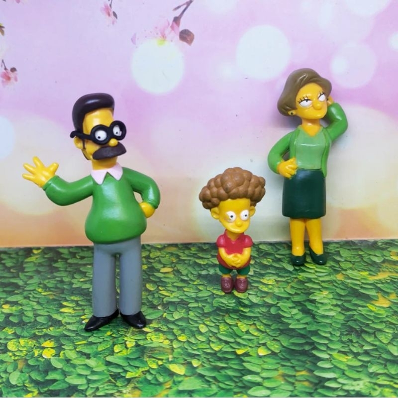 The Simpsons set 3pcs Ned Flanders, Todd Flanders, Edna Krabappel ori Fox Figure