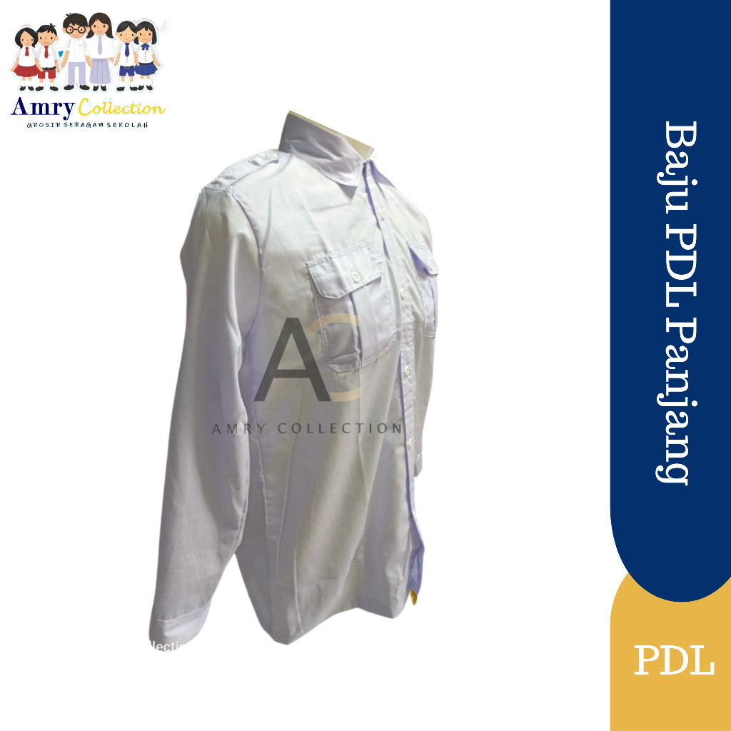RB Kemeja PDL PDH Pria Dinas Kemeja PDL Putih Seragam Sekolah Putih Pdh Lengan Panjang
