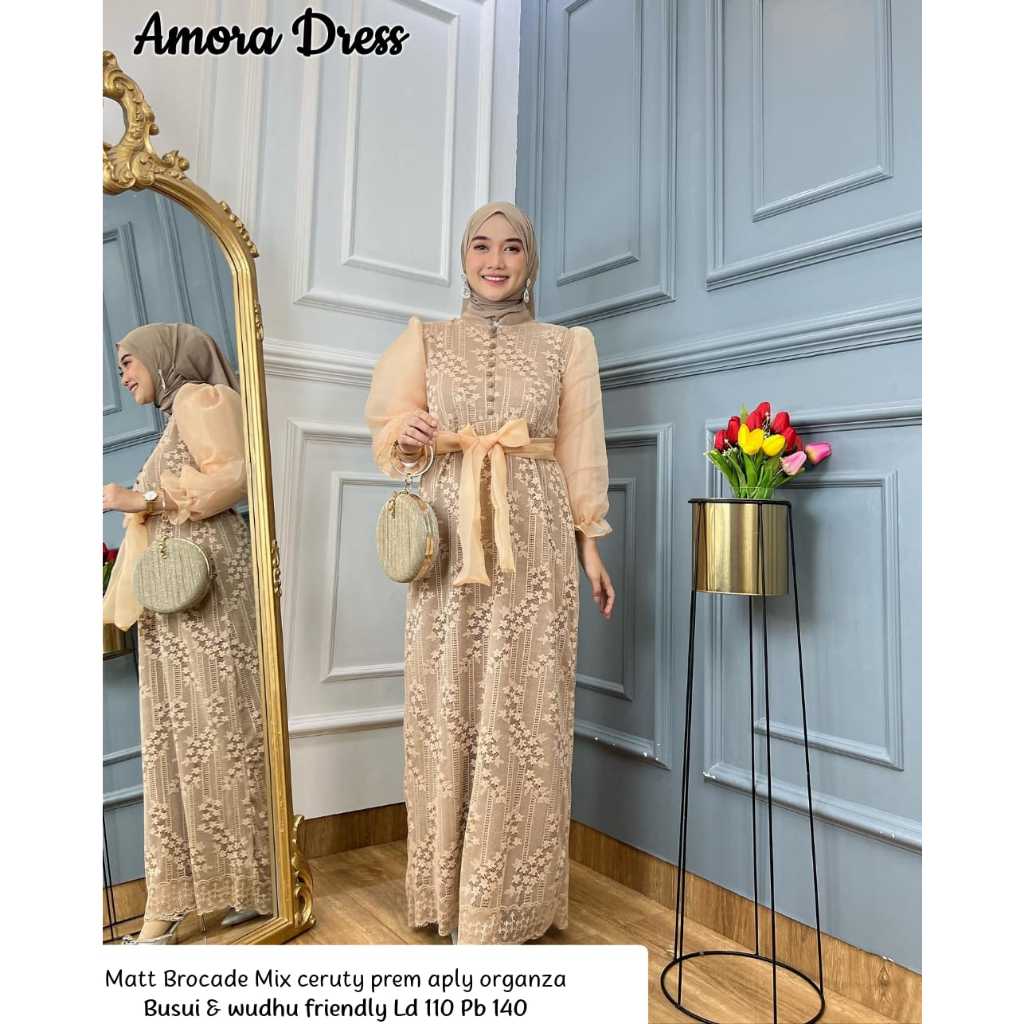 GAMIS WANITA / GAMIS KONDANGAN / GAMIS BRUKAT /AMORA DRESS LABEL MADANI READY STOCK