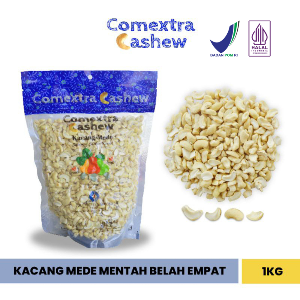 

Kacang Mede Comextra Mentah 1 Kg LWP Belah Empat Premium - Cashew Mete Mente - Belah Empat