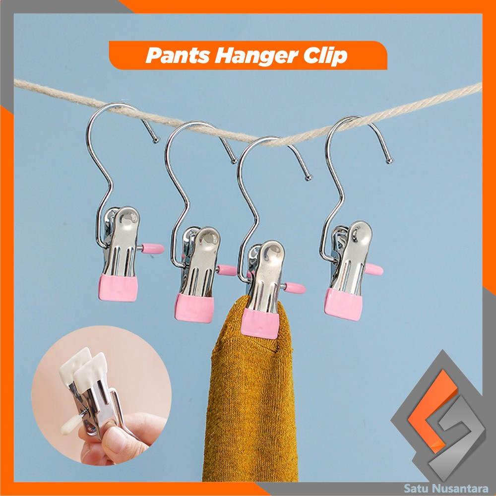 SN-C1052 Jepit Gantungan Jemuran Mini Serbaguna Gantungan Baju Jepit Besi / Pants Hanger Clip Stainl