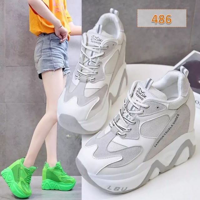 Gevani Sneakers Wedges Wanita Sol Tebal 8cm Kekinian | Sepatu Casual Fashion Korea Uk 36-40 (AS145)