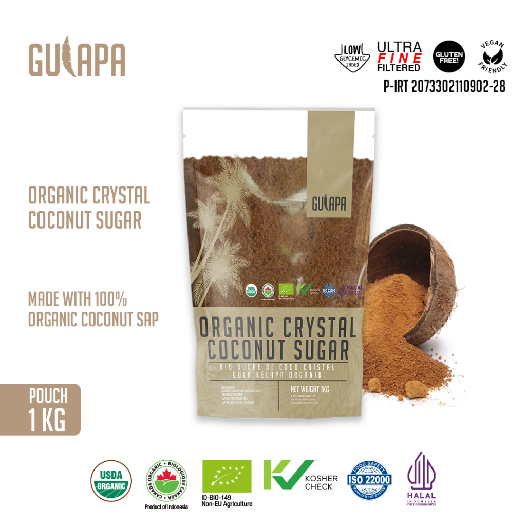 

Gulapa - Gula Kristal Kelapa Organik (Organic Crystal Coconut Sugar) Pouch 1 Kg