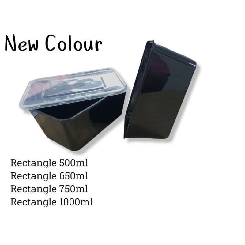 Kotak Thinwall 500ml dan 650ml warna hitam isi 25set