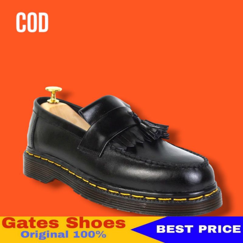 Sepatu Loafers  Kulit Asli Branded Original 100%  Low Boot Pantofel Docmart VintageTanpa Tali  Anti 