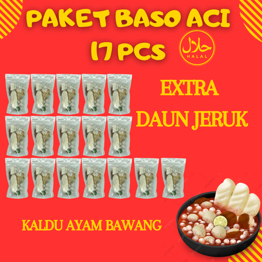

BASO ACI PAKET 17 BUNGKUS MURAH ORIGINAL Bandung Kaldu Ayam Bawang Spesial Pedas Gurih Nikmat
