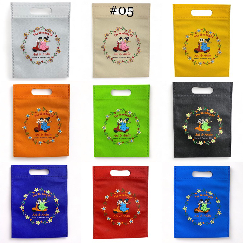 

Tas Spunbond / Tas Kain Belanja / Goodie Bag OVAL SOUVENIR WEDDING 20x26