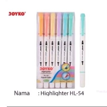 

Dual tip Highlighter 6 WARNA Pastel Color joyko HL54