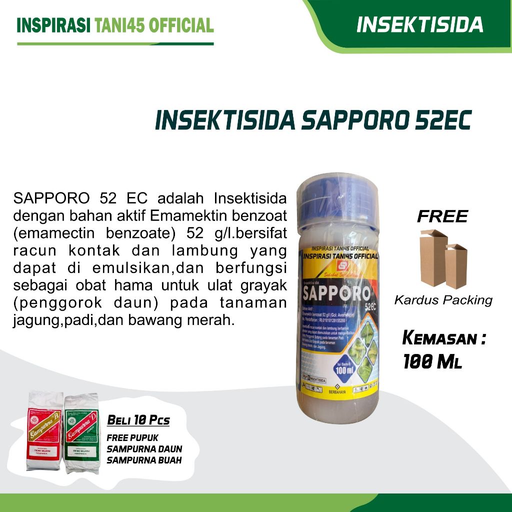 Sapporo Insektisida Pembasmi ulat tanaman padi 100 ml/Obat Pertanian Insektisida sapporo Isi 100 ml