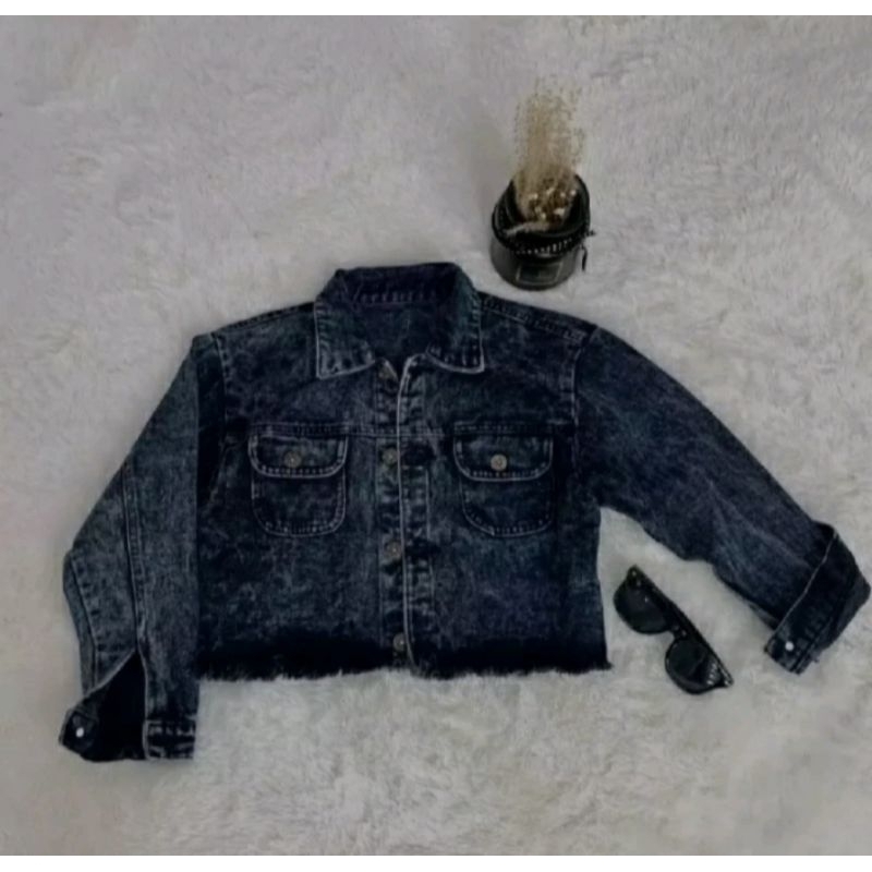 Hot Product Jaket Jeans Wanita Crop Rawis //Jaket Denim Crop Wanita