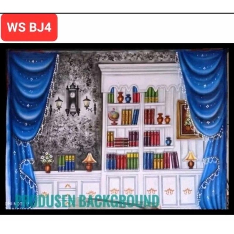 3x2,5m Background Wisuda Rak Buku Studio Foto WS BJ4