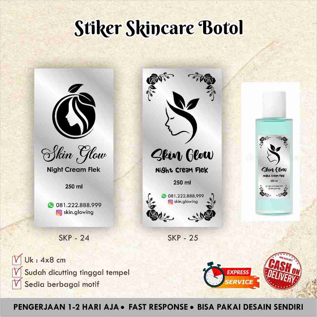 

STIKER SILVER SKINCARE KOTAK / STIKER KECANTIKAN