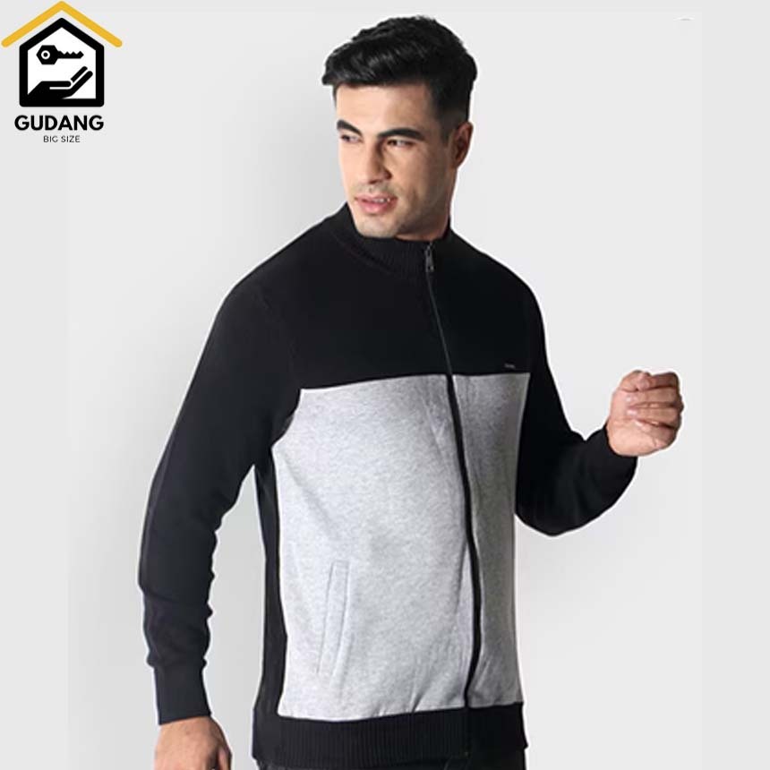 JAKET BOMBER JAKET PRIA RESLETING OVERSIZE HITAM PUTIH  S-6XL BOMBER JUMBO