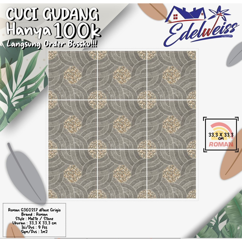 TERBAIK ROMAN KERAMIK 33,3 X 33,3 G360217 DPAVE GRIGIO