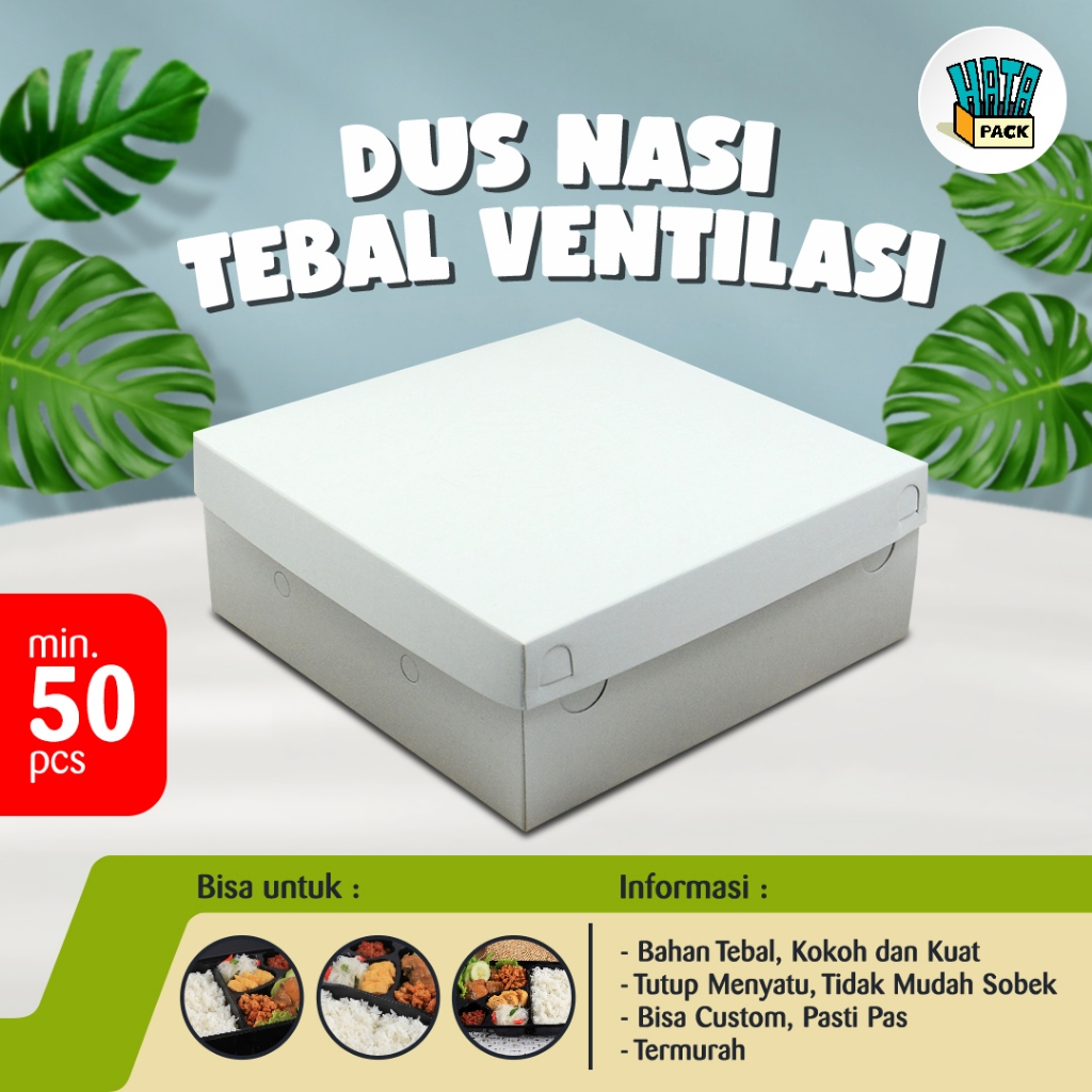 Box Nasi / Dus Kotak Nasi Tebal Putih Ukuran 18 x 18 400 Gram / Dus Nasi Hansel Bekasi