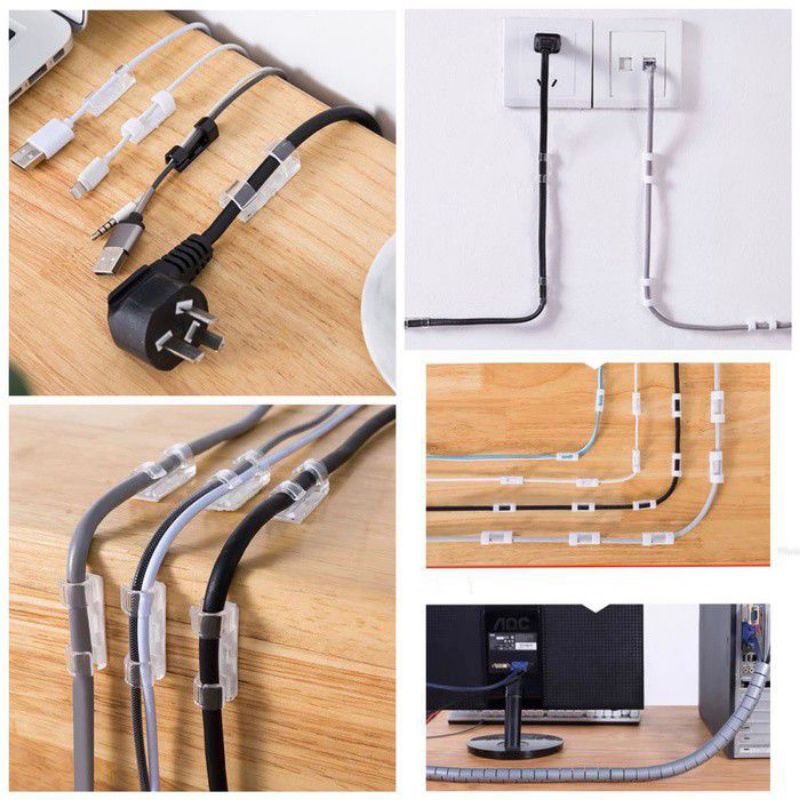Klip Kabel Organizer Kabel Clip Pengikat Kabel Tempel Berperekat 20pc