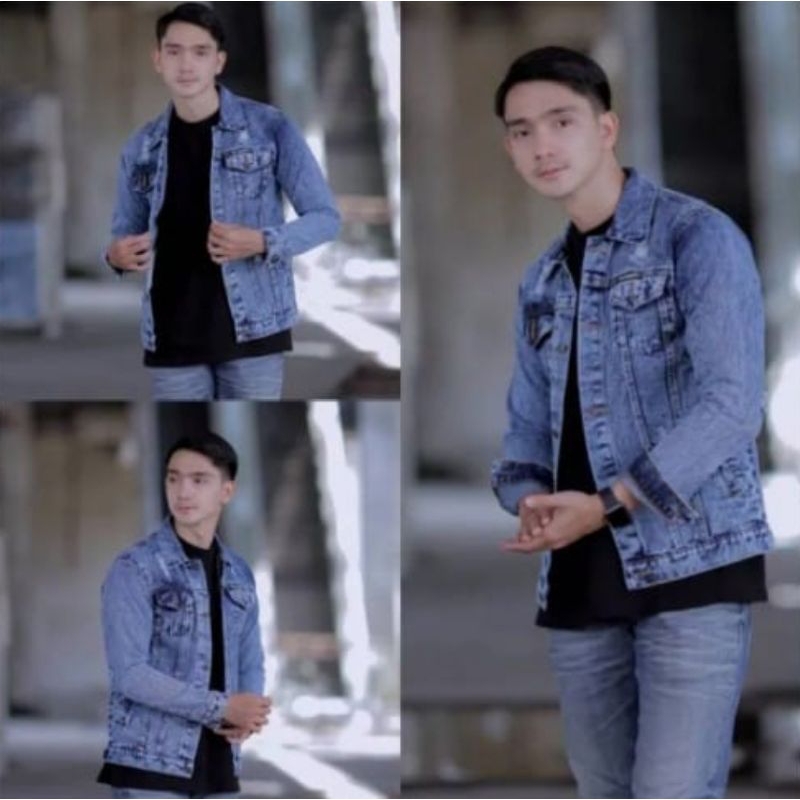 JAKET JENS DENIM SNOW PRIA TEBAL 13 OS