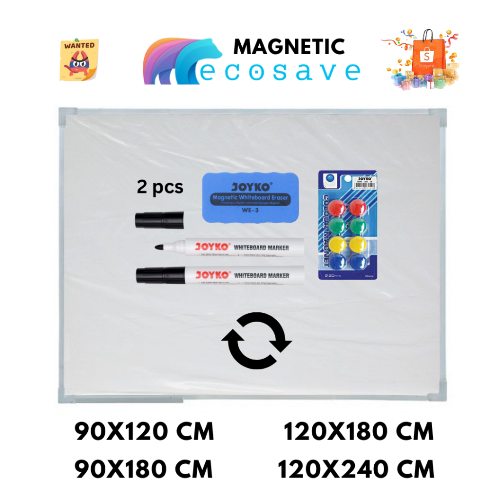 

Whiteboard Double Face Gantung Magnetic Besar White Board 2 Sisi Papan Tulis Magnetik Dua Muka Untuk Sekolah Kantor Meeting 60x120 80x120 90x120 90x180 100x150 100x200 120x180 120x200 120x240 cm