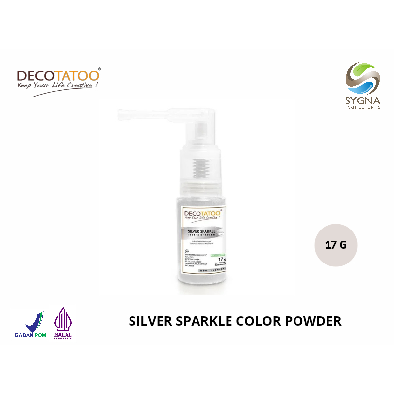 

Pewarna Makanan - Sparkling Color Decotatoo - Silver Sparkle Color Powder