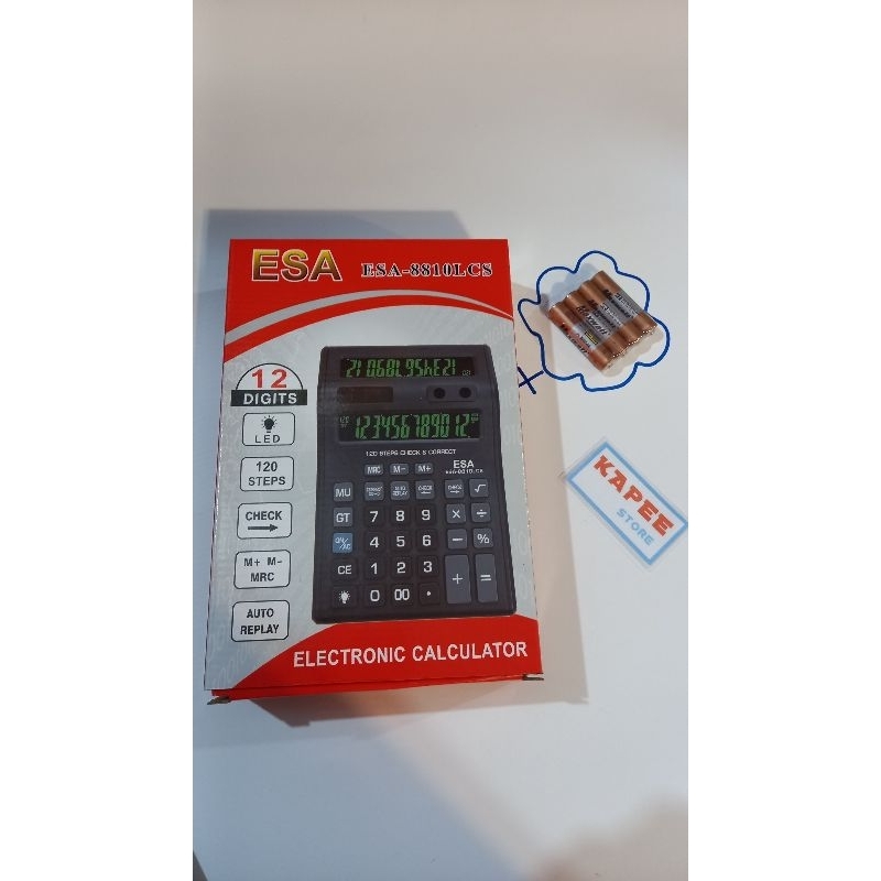 

Kalkulator ESA-8810LCS | Kalkulator 2 layar | 12 digit | sudah termasuk 4 pcs batu AAA Maxwatt