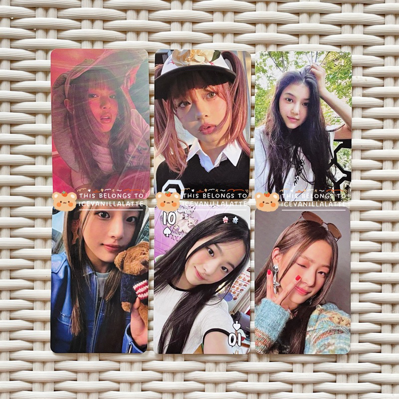 NewJeans Hanni, Minji, Danielle Photocards pc HD: bucket noot noot, sg23 jepit, topi sailor hat, bon