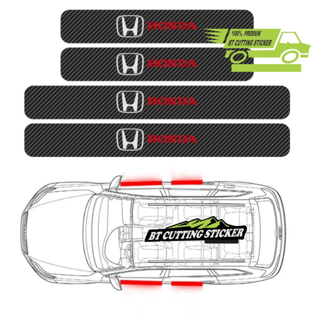 4 pecs stiker carbon 3D stiker mobil honda jazz honda brio stiker pengaman mobil honda Aksesoris