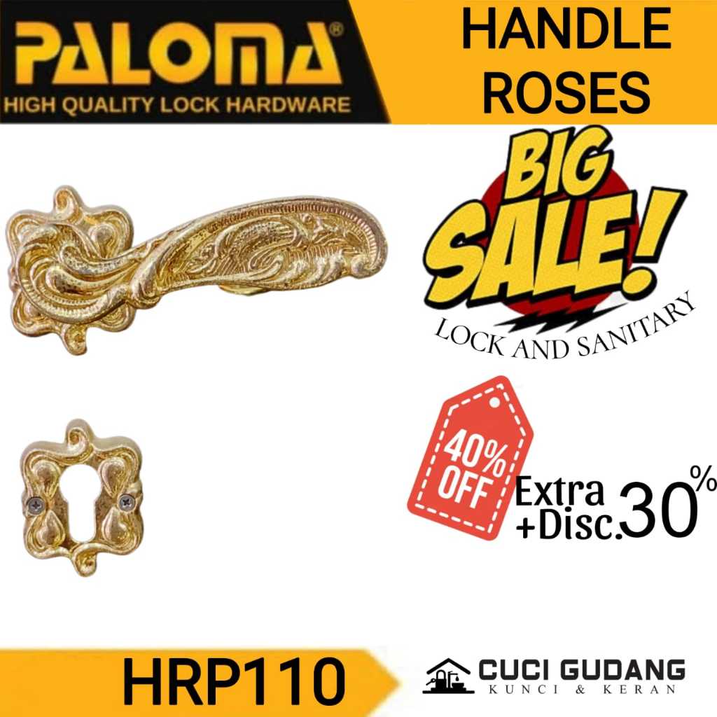 PALOMA HANDLE ROSES POTENZA HRP11- GAGANG PINTU PALOMA BRASS CLASSIC