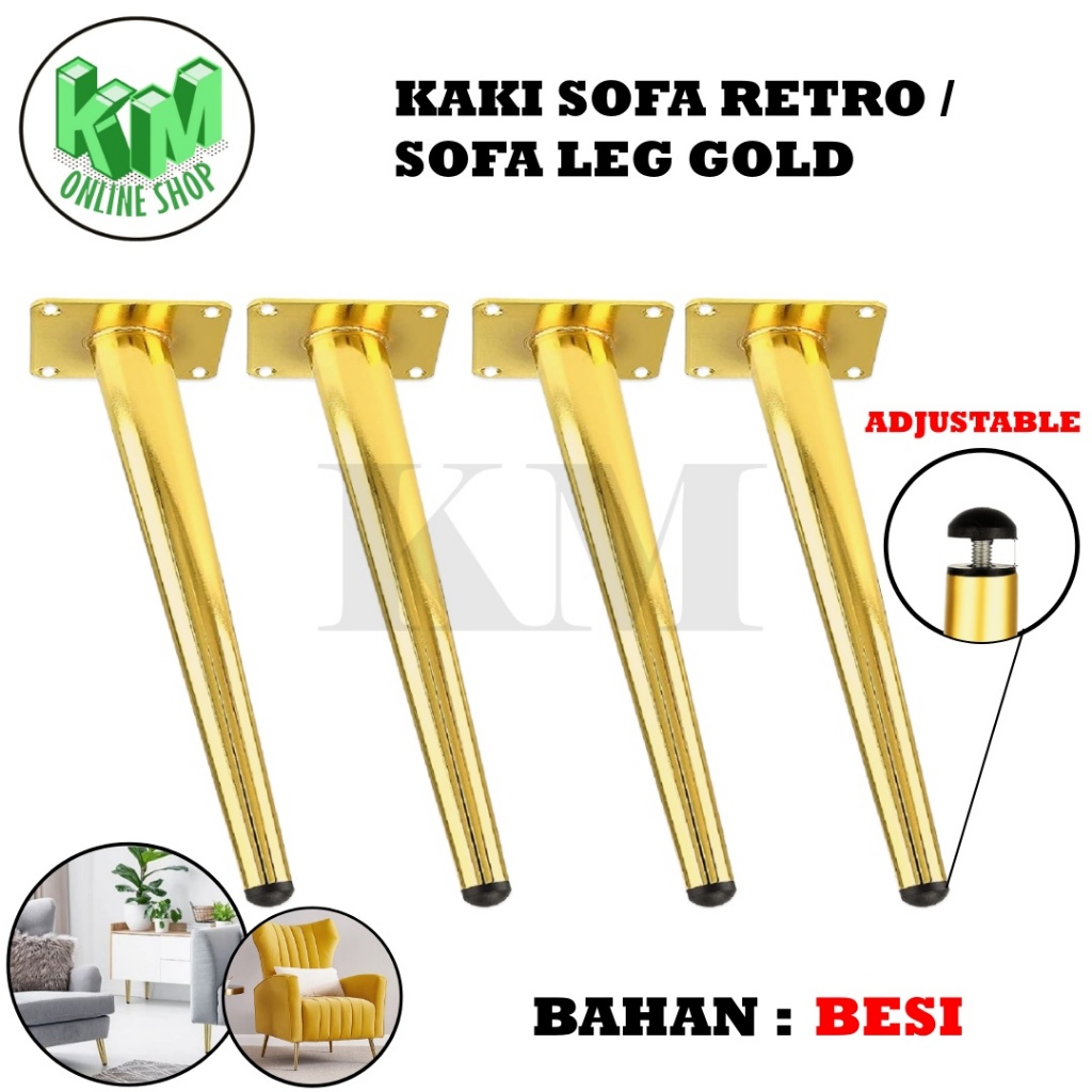 Kaki Sofa Emas 15cm Kaki Kursi Retro Besi Emas Kaki Kursi Meja Gold Sofa Leg Besi