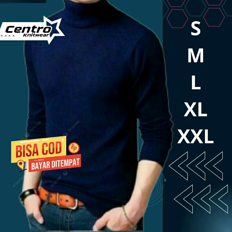 Sweater rajut pria polos tebal halus