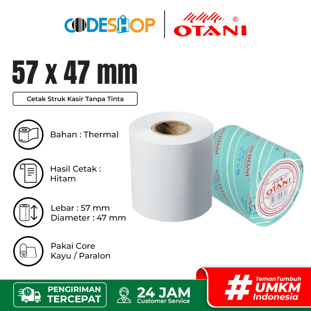 

Kertas Thermal Otani 57 x 47 mm Roll Printer Struk Kasir 58mm