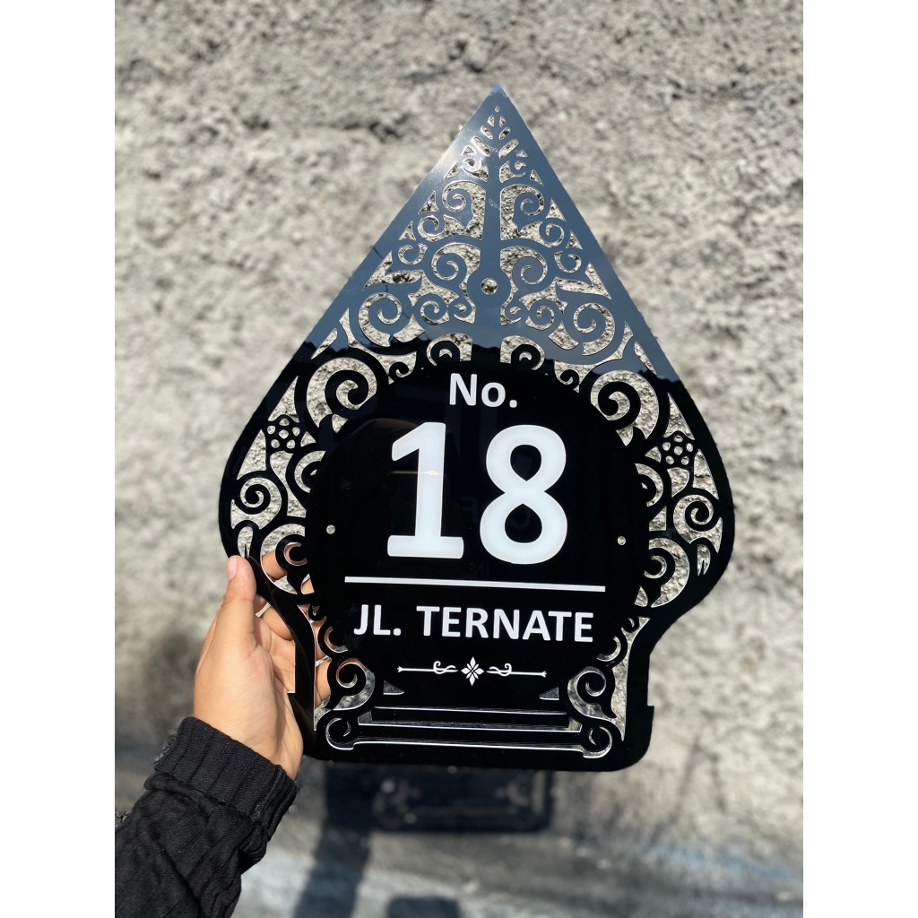 nomor rumah gunungan wayang papan nama dinding tulisan blok nama nomor rumah custom