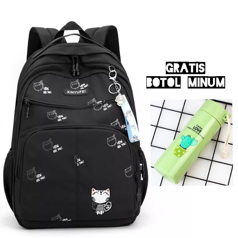 Ransel anak sekolah SD SMP Perempuan Bonus botol minum kaca