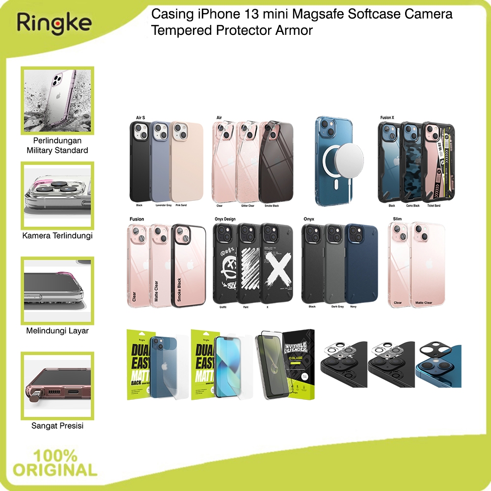 Casing iPhone 13 mini Softcase Camera Tempered Glass Protector Fusion X Onyx Air Mag Safe Slim